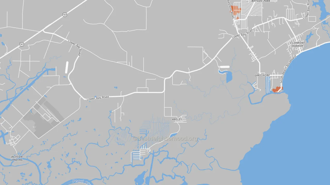 Bike Grade map of Lakeshore, MS