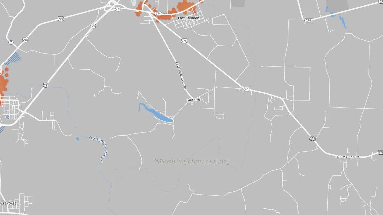 Bike Grade map of Lakeside, AR