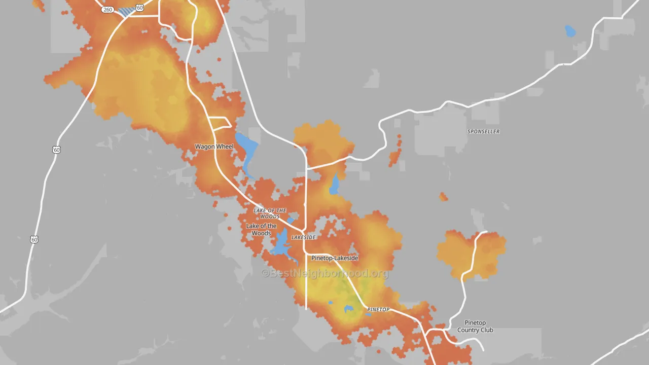 Bike Grade map of Lakeside, AZ