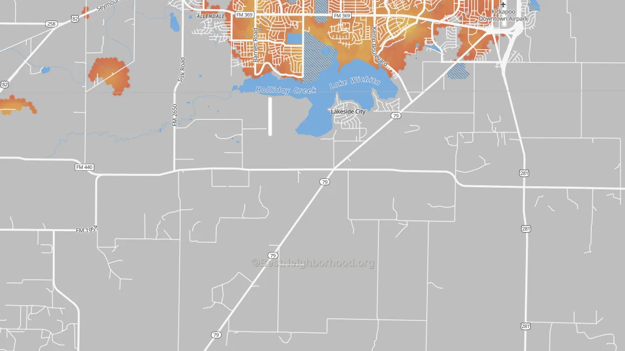 Bike Grade map of Lakeside City, TX