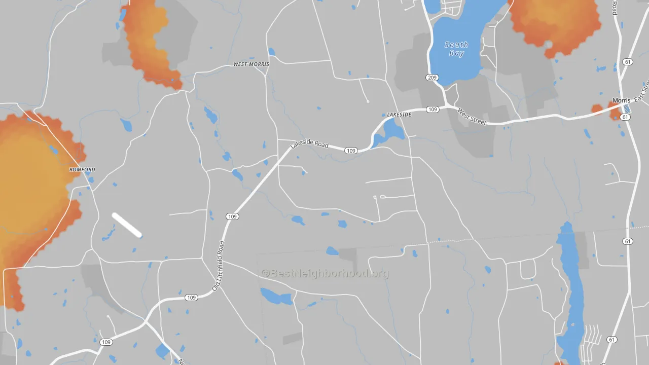 Bike Grade map of Lakeside, CT