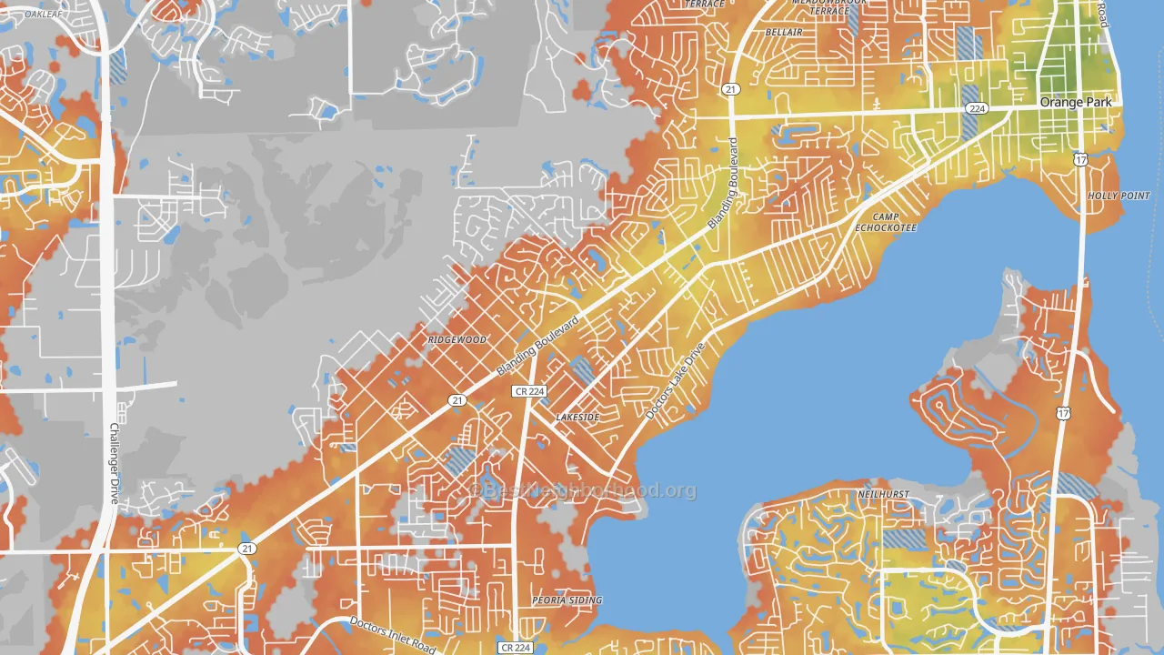 Bike Grade map of Lakeside, FL