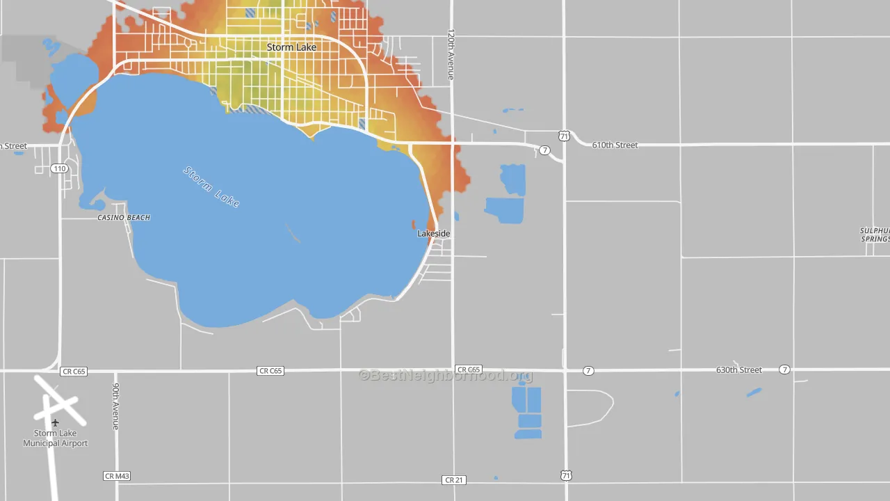 Bike Grade map of Lakeside, IA
