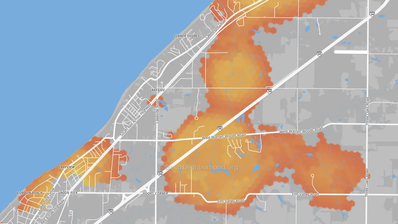Bike Grade map of Lakeside, MI
