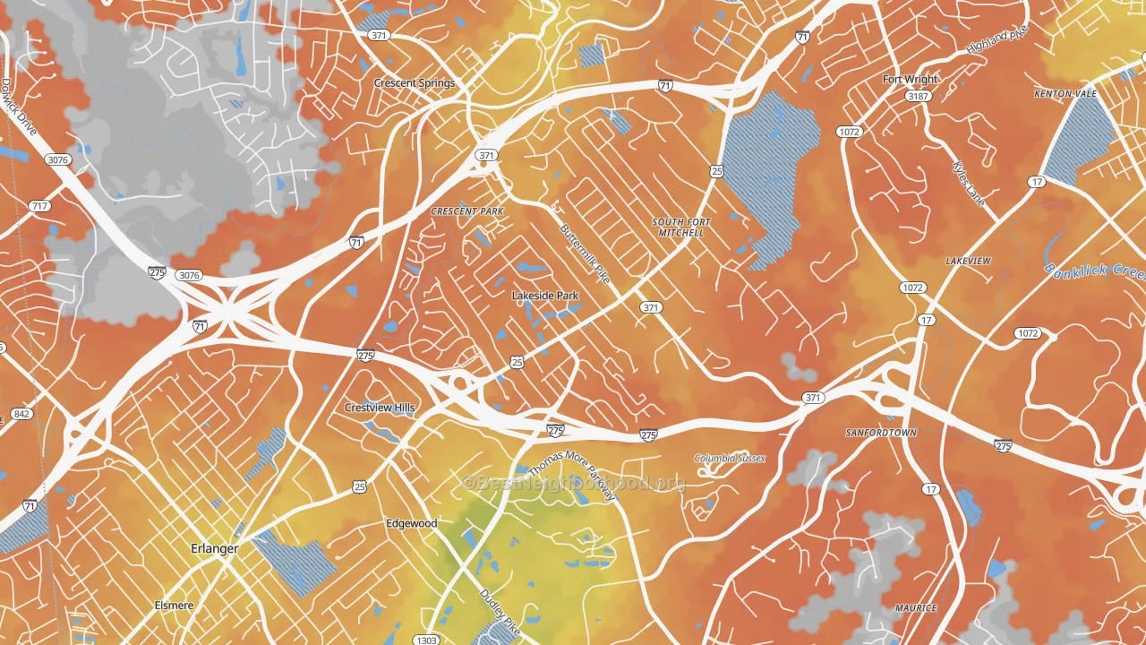 Bike Grade map of Lakeside Park, KY
