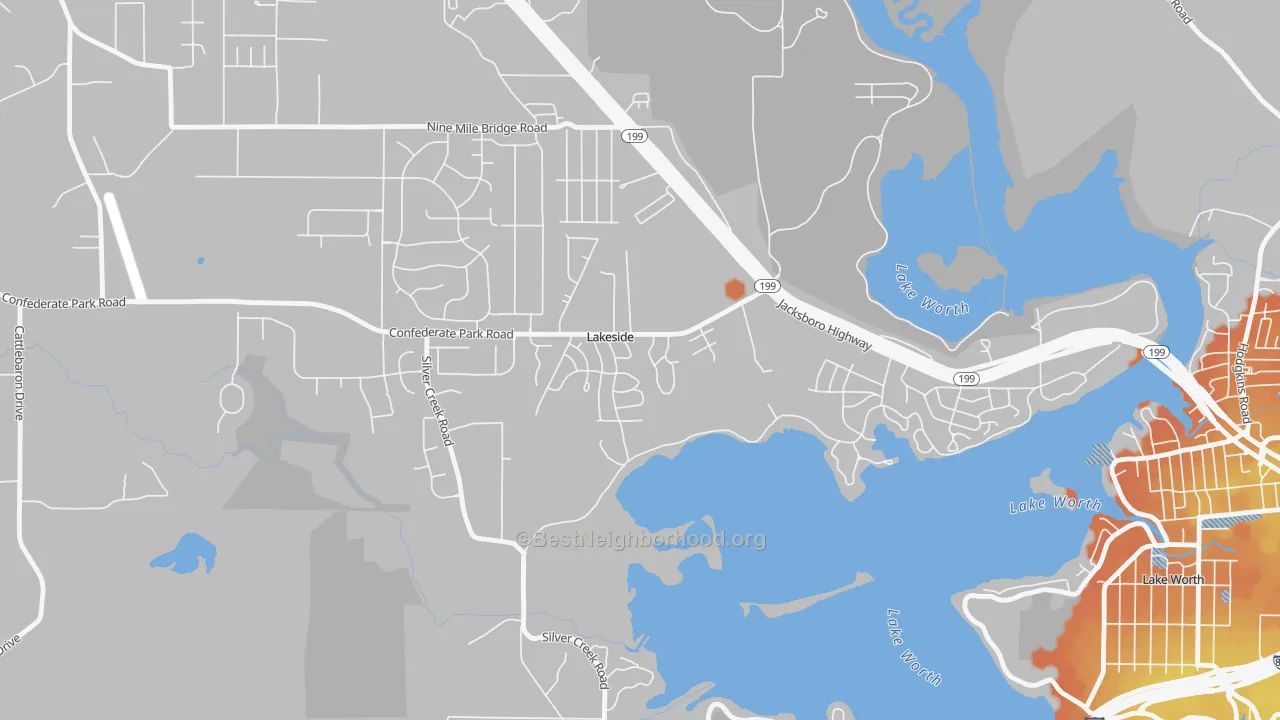 Bike Grade map of Lakeside, TX