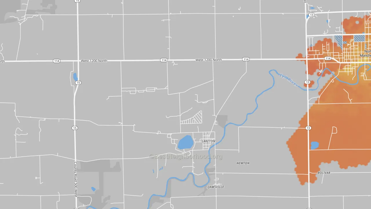 Bike Grade map of Laketon, IN