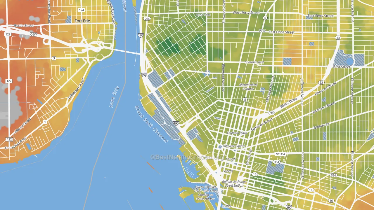 Bike Grade map of Lakeview, Buffalo, NY