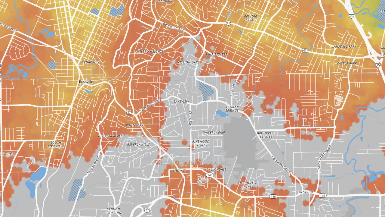 Bike Grade map of Lakeview, GA