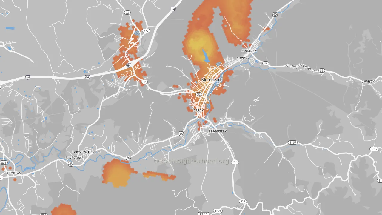 Bike Grade map of Lakeview Heights, KY