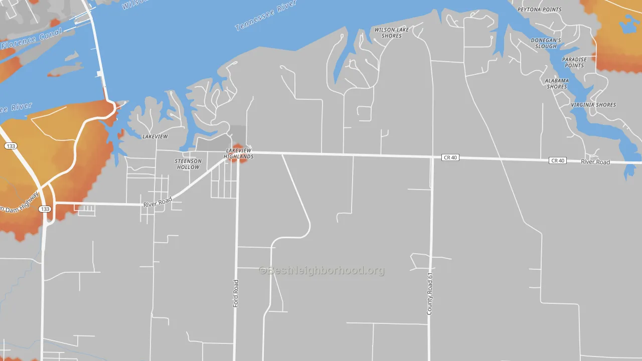 Bike Grade map of Lakeview Highlands, AL