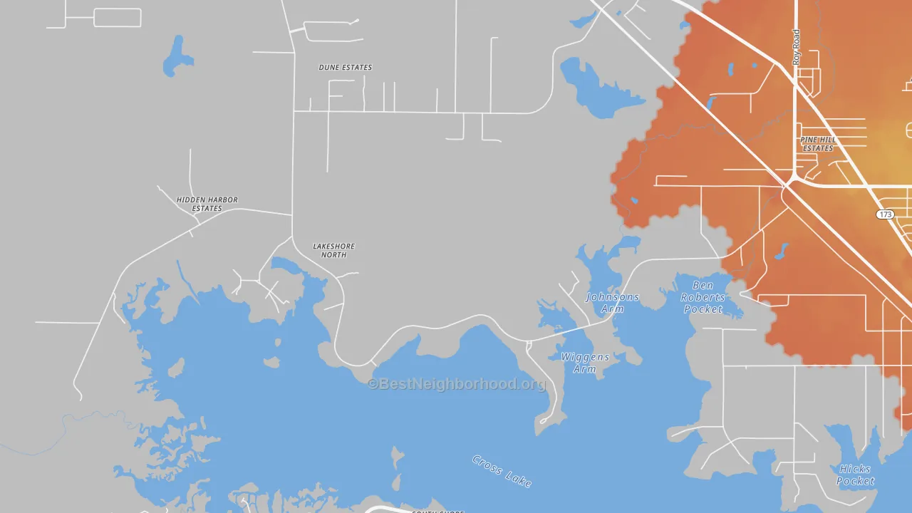Bike Grade map of Lakeview, LA
