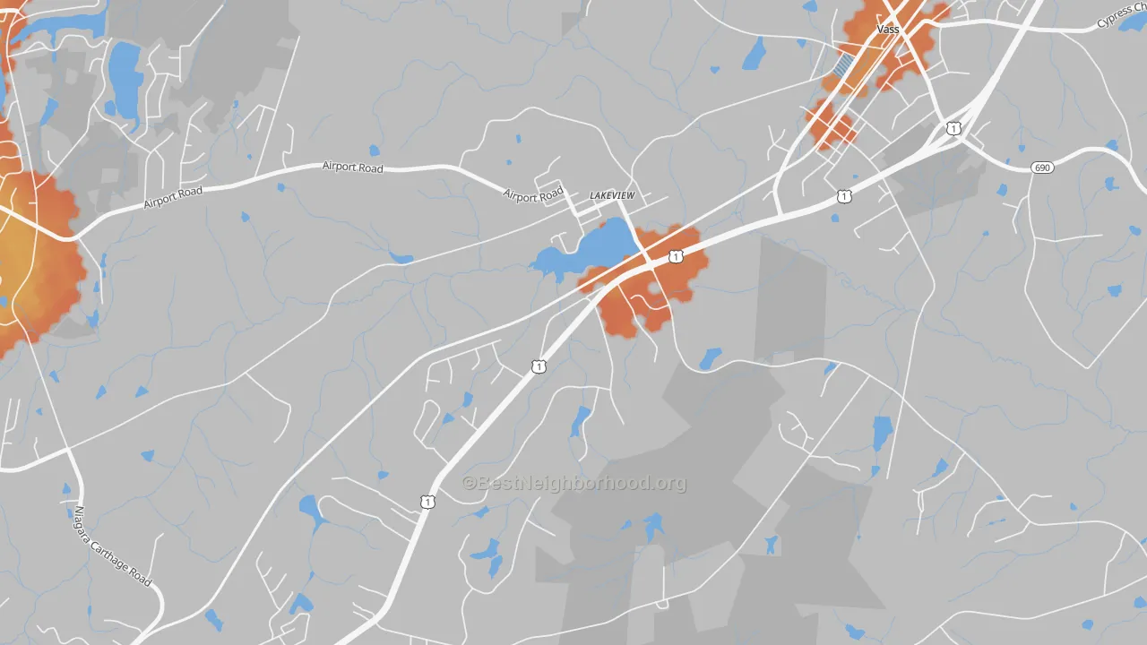 Bike Grade map of Lakeview, NC