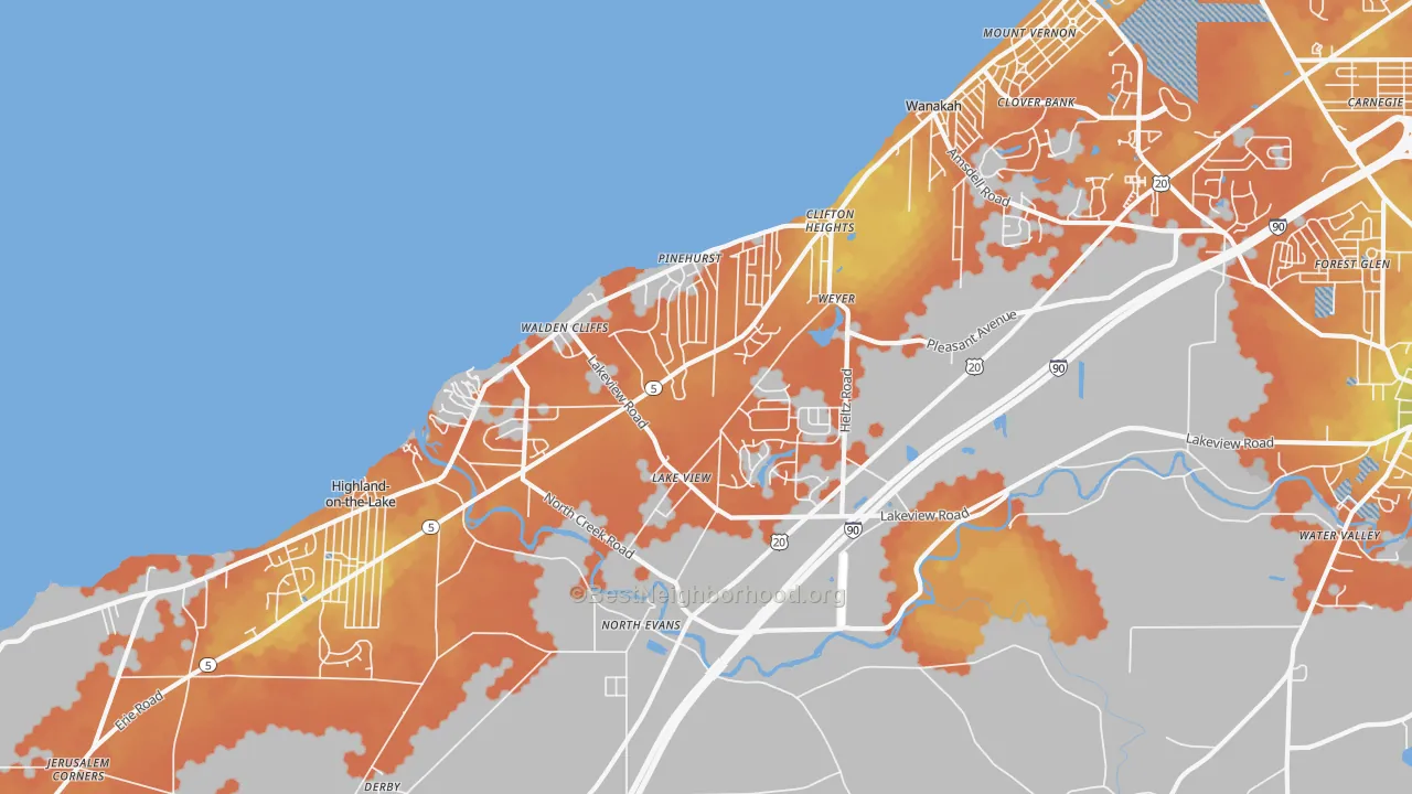 Bike Grade map of Lakeview, NY