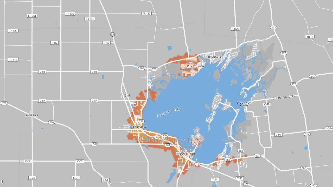 Bike Grade map of Lakeview, OH