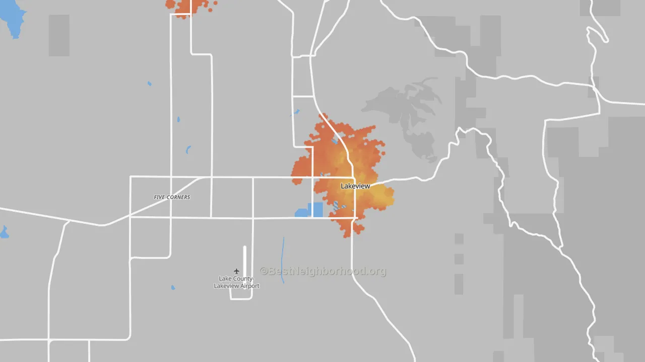 Bike Grade map of Lakeview, OR