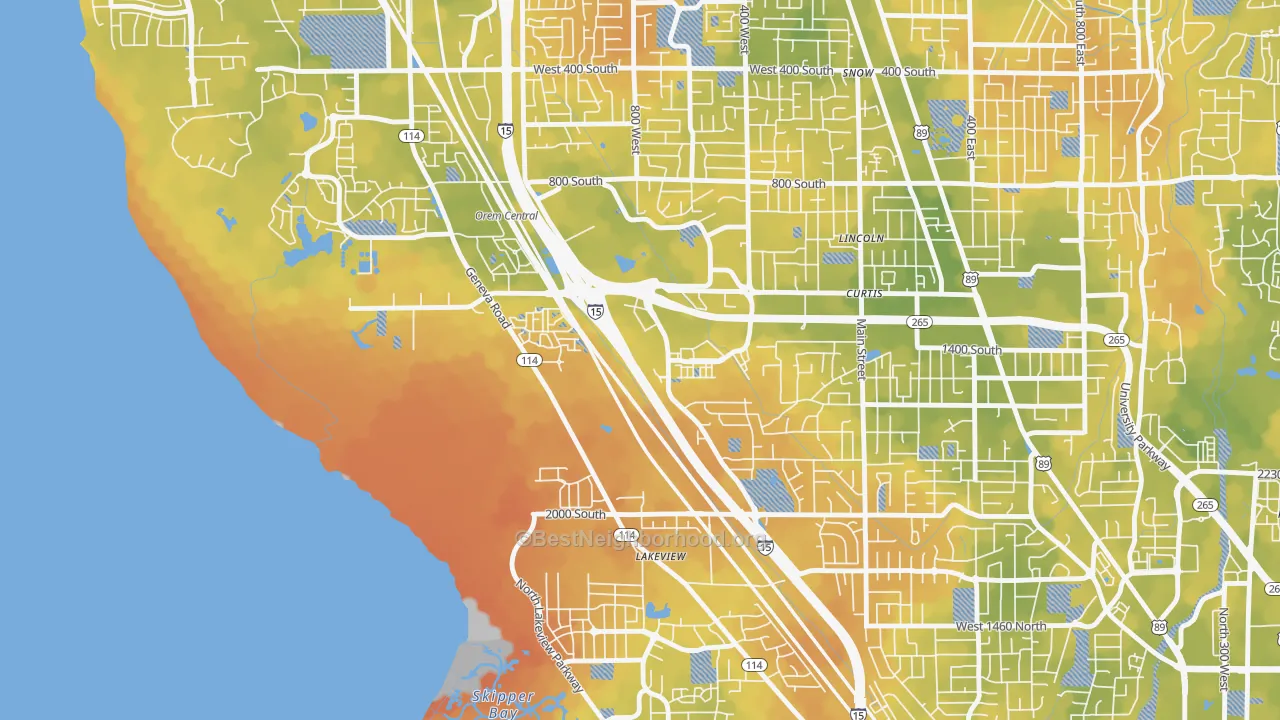 Bike Grade map of Lakeview, Orem, UT