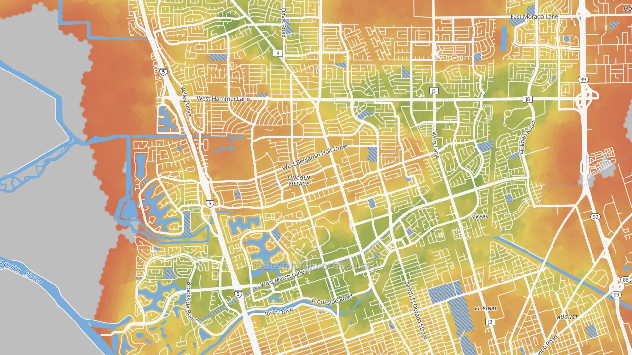 Bike Grade map of Lakeview, Stockton, CA