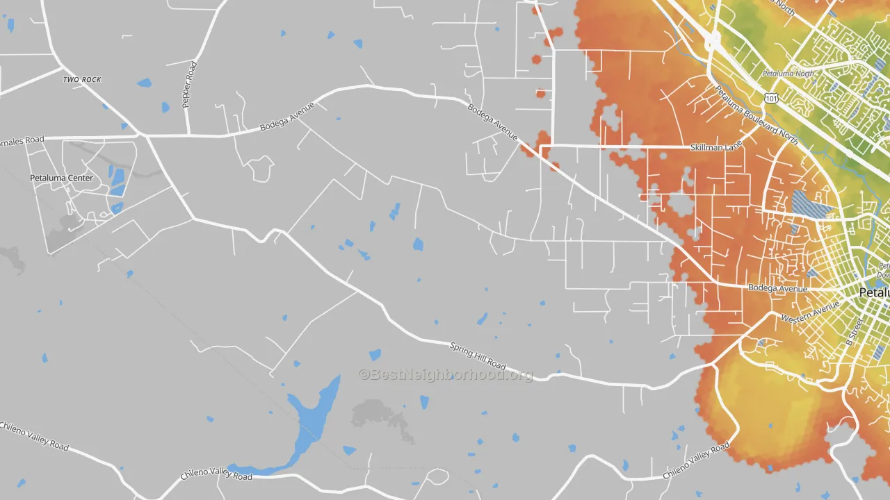 Bike Grade map of Lakeville, CA