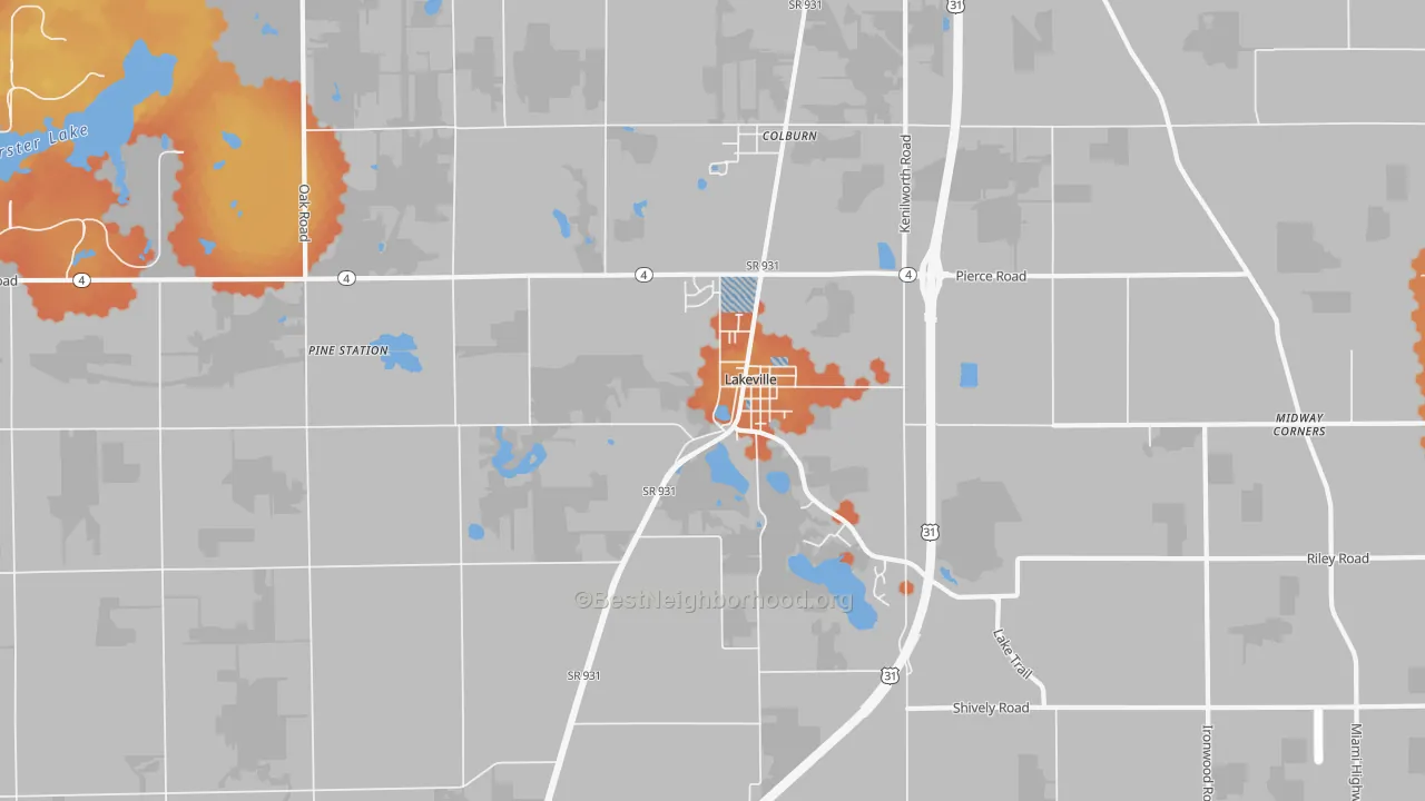 Bike Grade map of Lakeville, IN