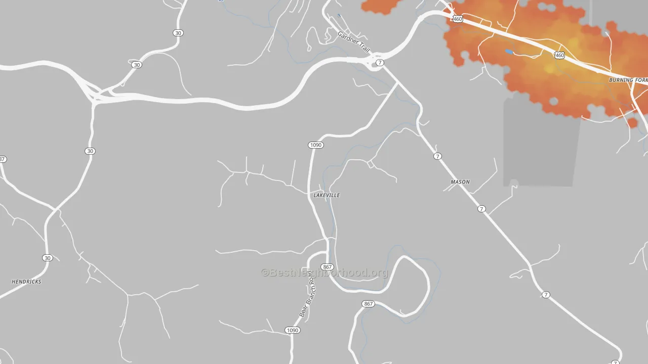 Bike Grade map of Lakeville, KY