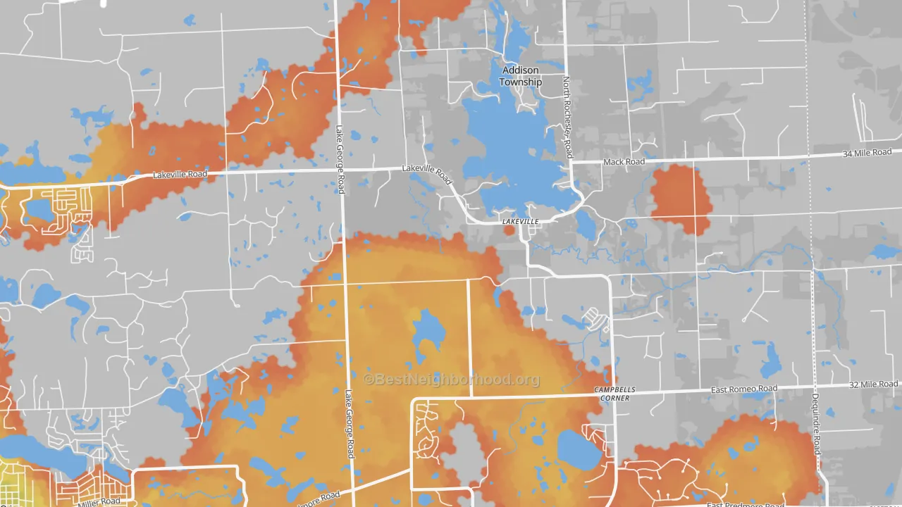 Bike Grade map of Lakeville, MI
