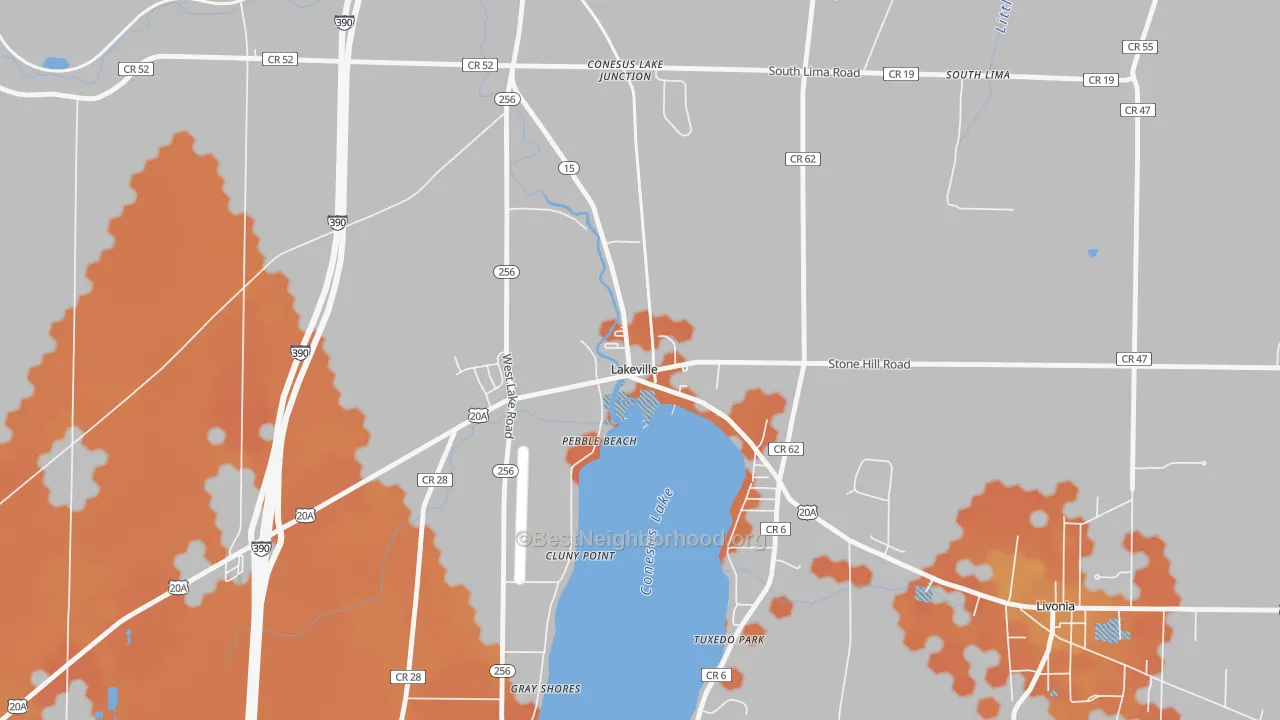 Bike Grade map of Lakeville, NY