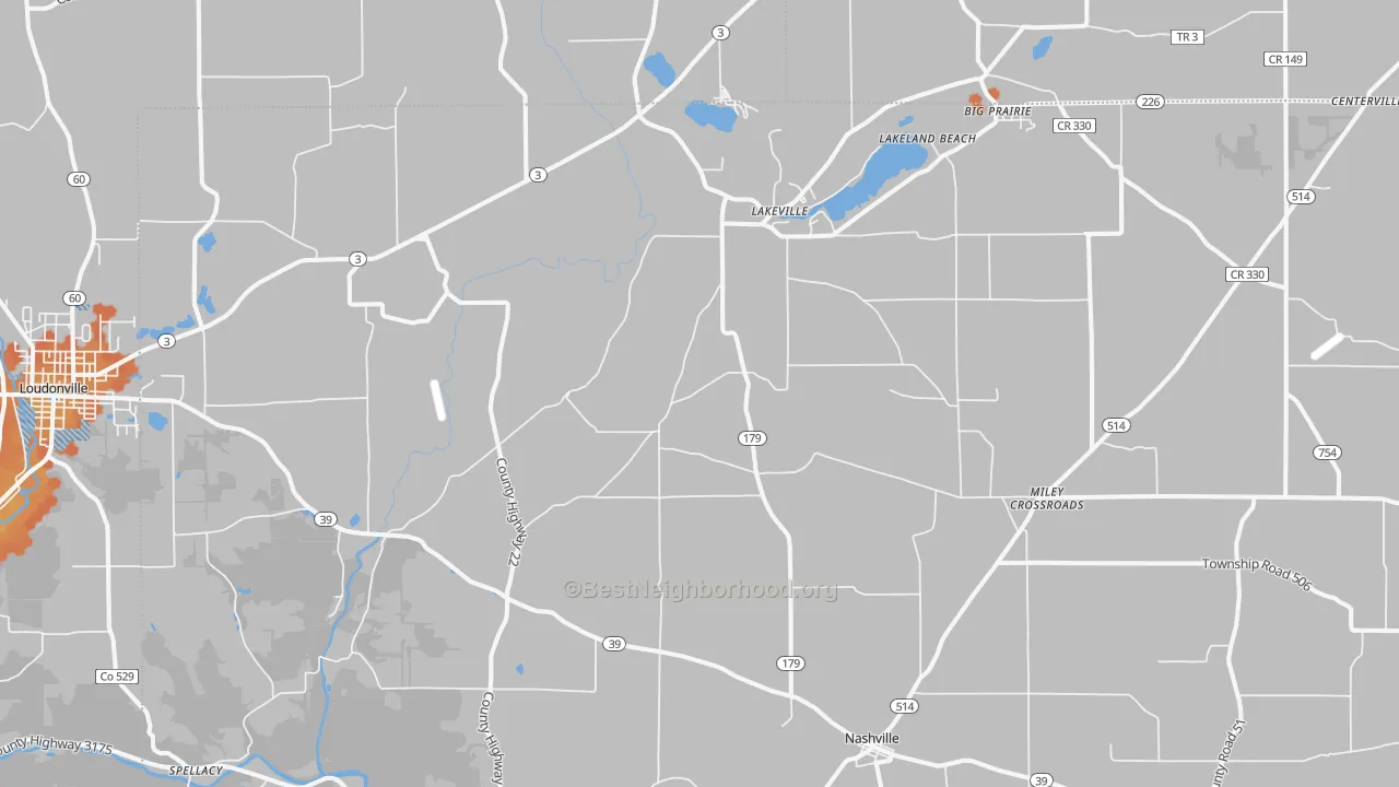 Bike Grade map of Lakeville, OH
