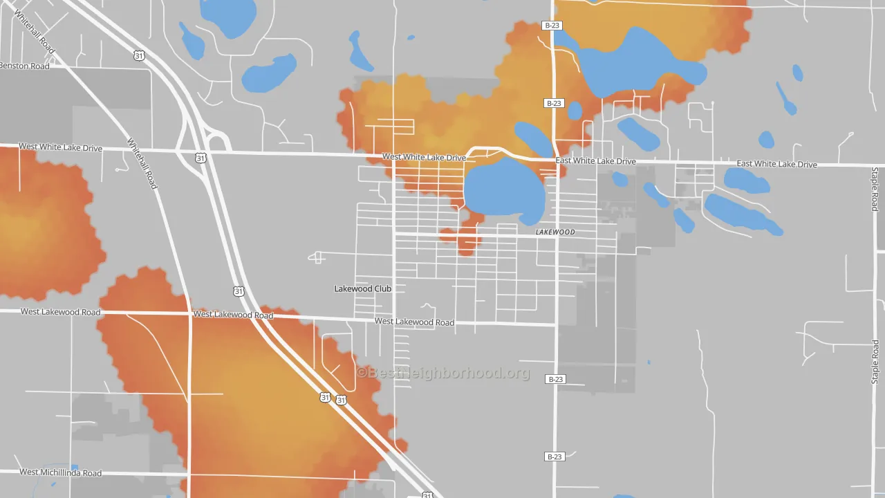 Bike Grade map of Lakewood Club, MI