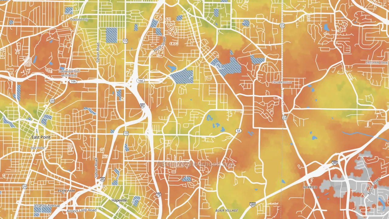 Bike Grade map of Lakewood Heights, Atlanta, GA