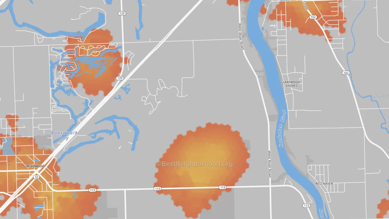 Bike Grade map of Lakewood Shores, IL