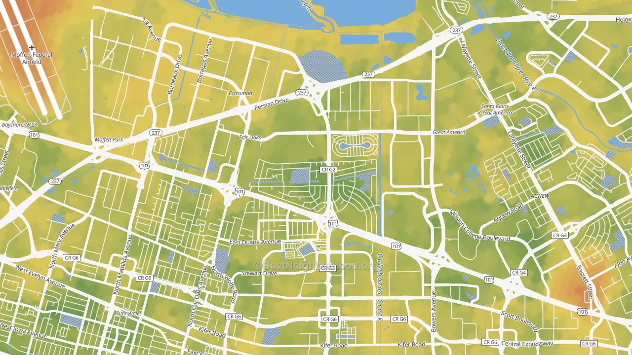 Bike Grade map of Lakewood, Sunnyvale, CA