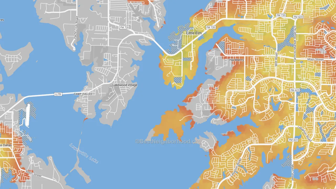 Bike Grade map of Lakewood Village, TX