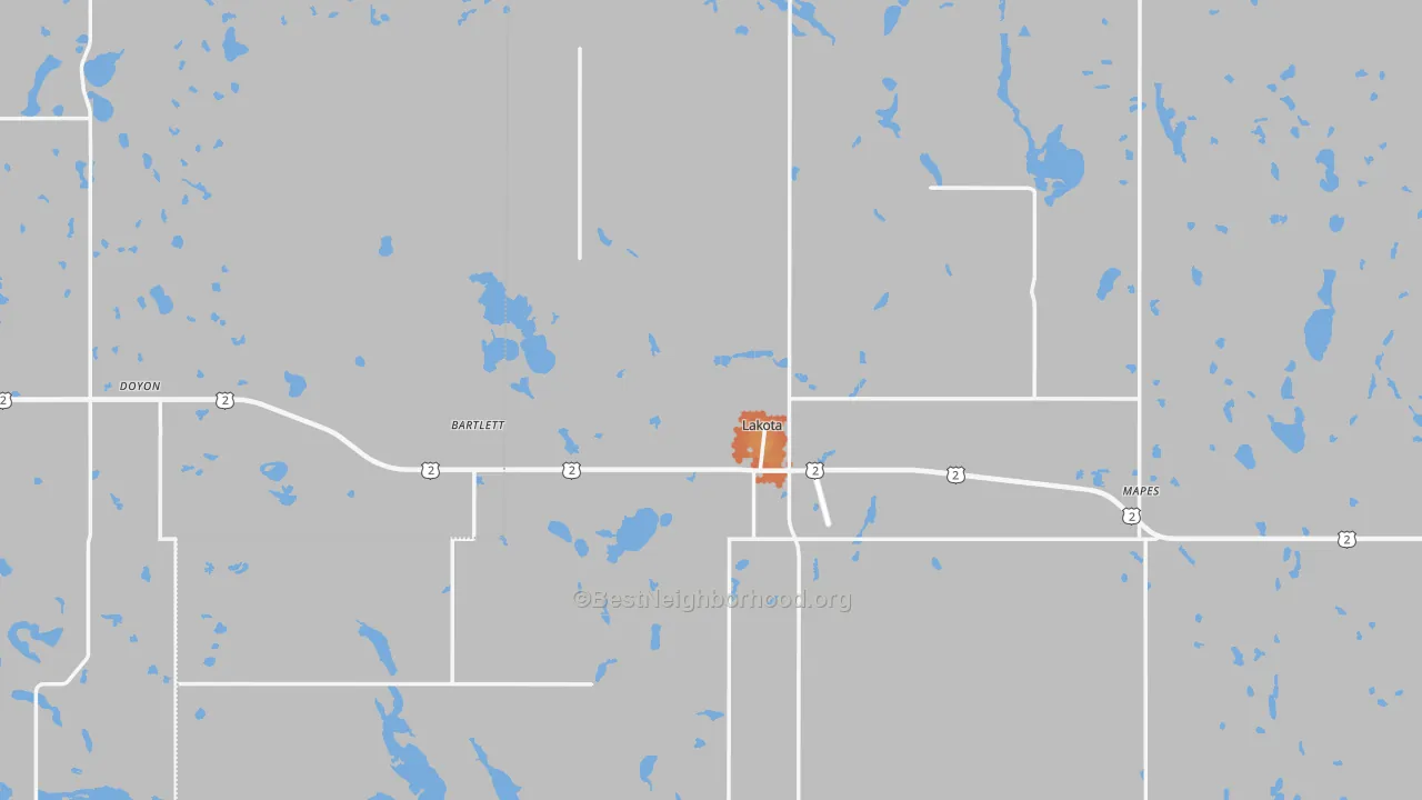 Bike Grade map of Lakota, ND
