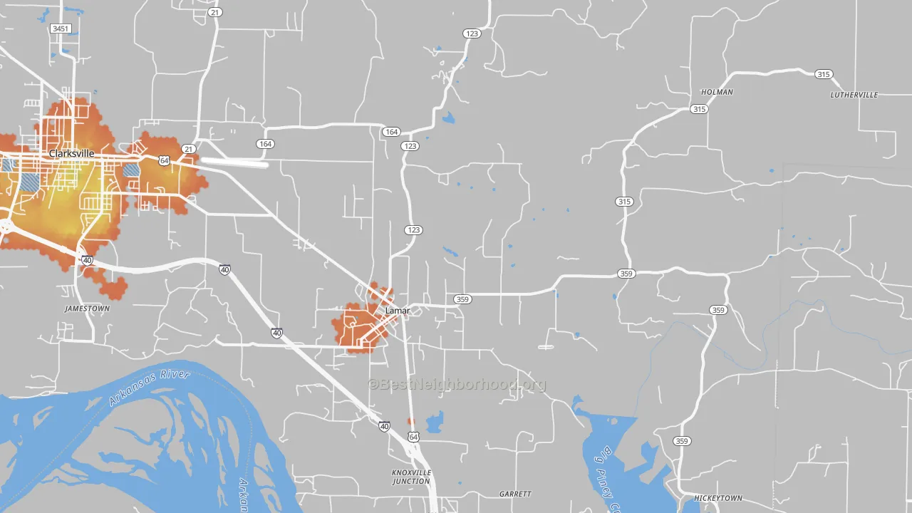 Bike Grade map of Lamar, AR