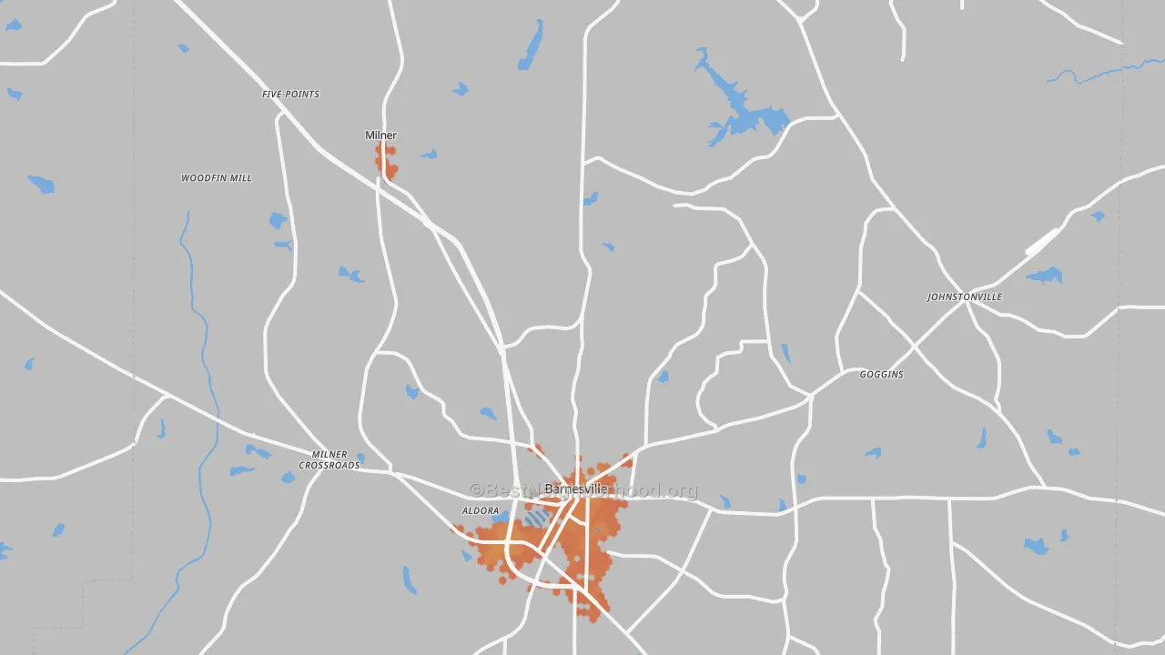 Bike Grade map of Lamar County, GA