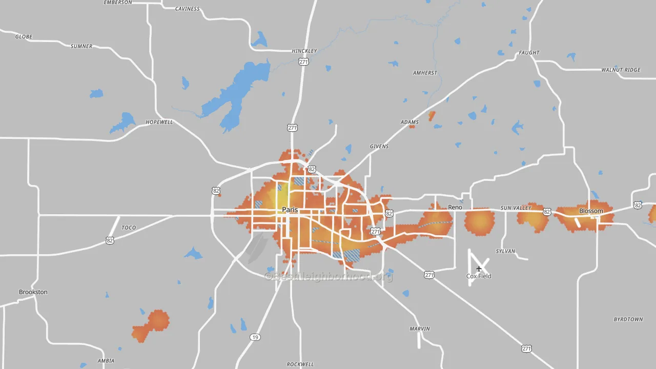 Bike Grade map of Lamar County, TX