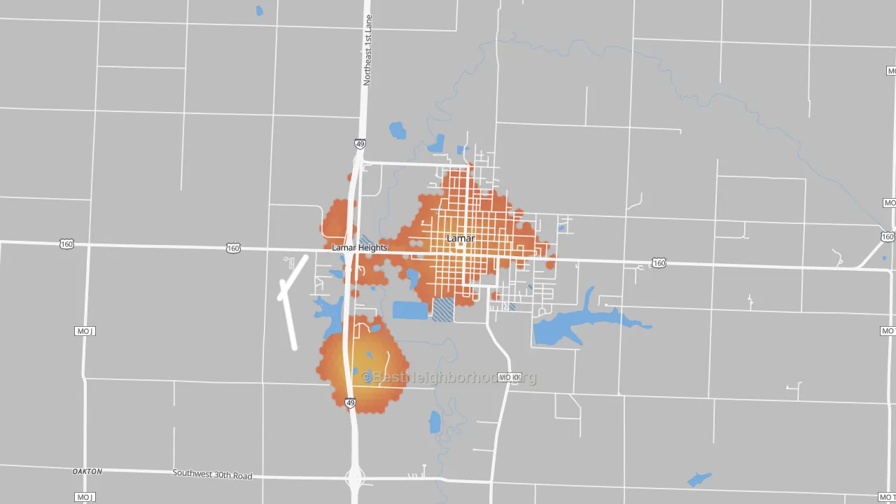 Bike Grade map of Lamar Heights, MO