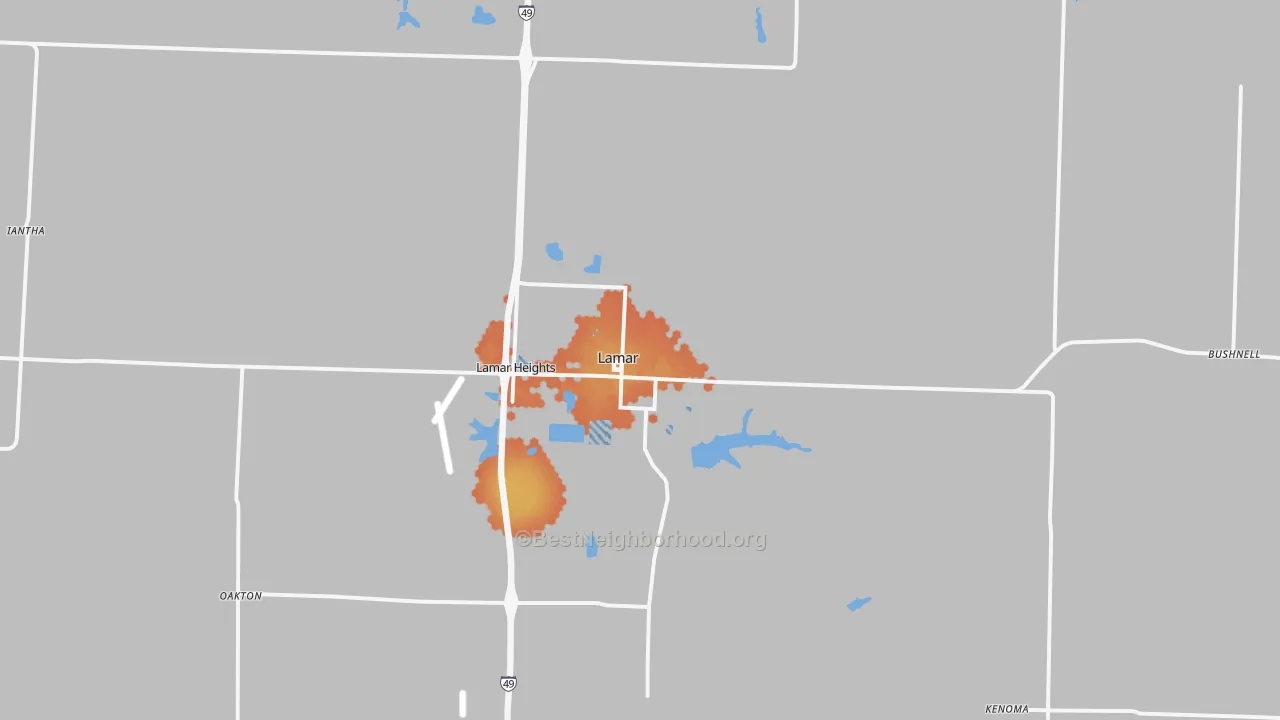 Bike Grade map of Lamar, MO