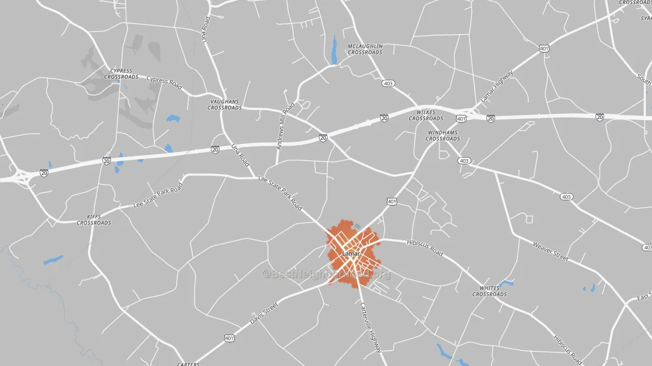 Bike Grade map of Lamar, SC