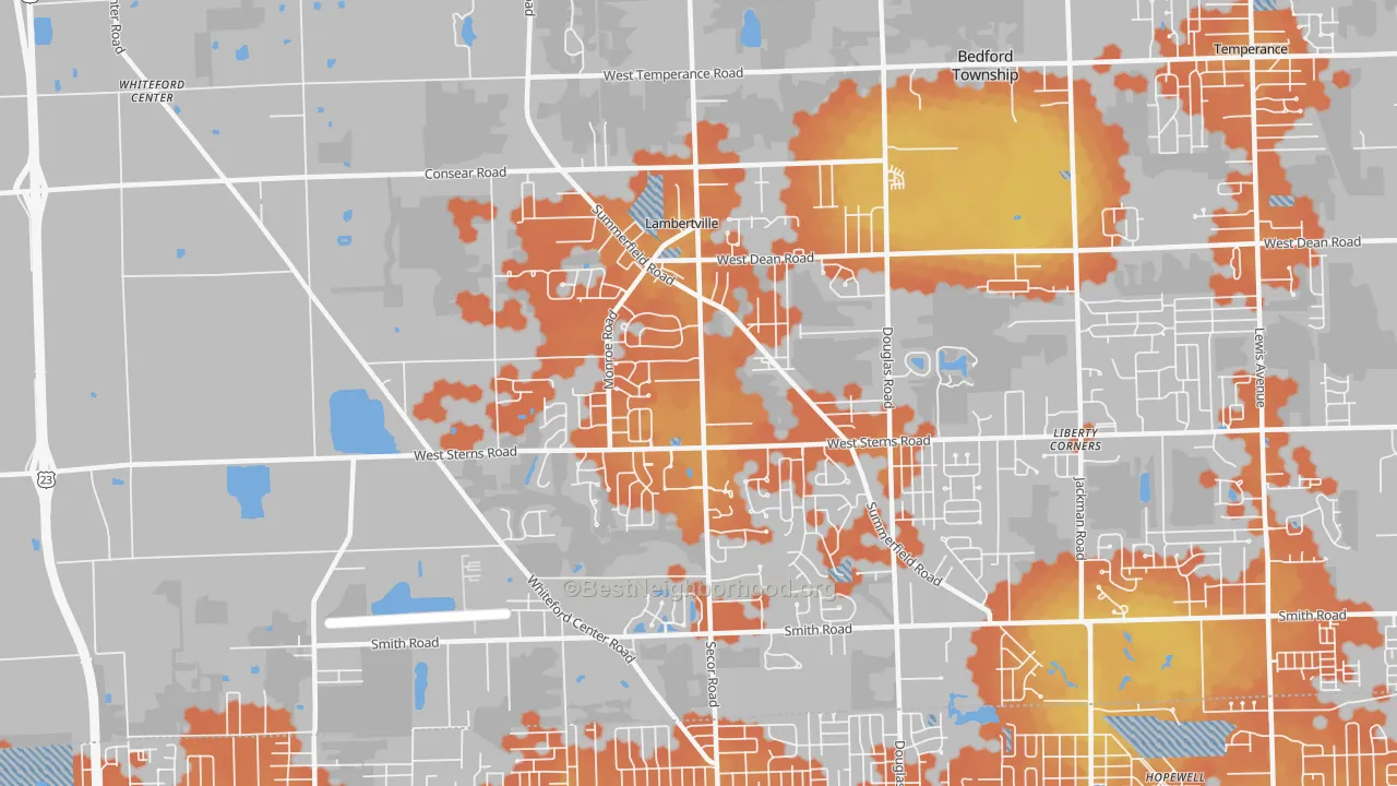 Bike Grade map of Lambertville, MI