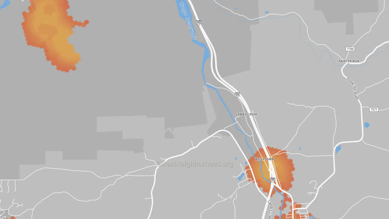 Bike Grade map of Lambs Creek, PA