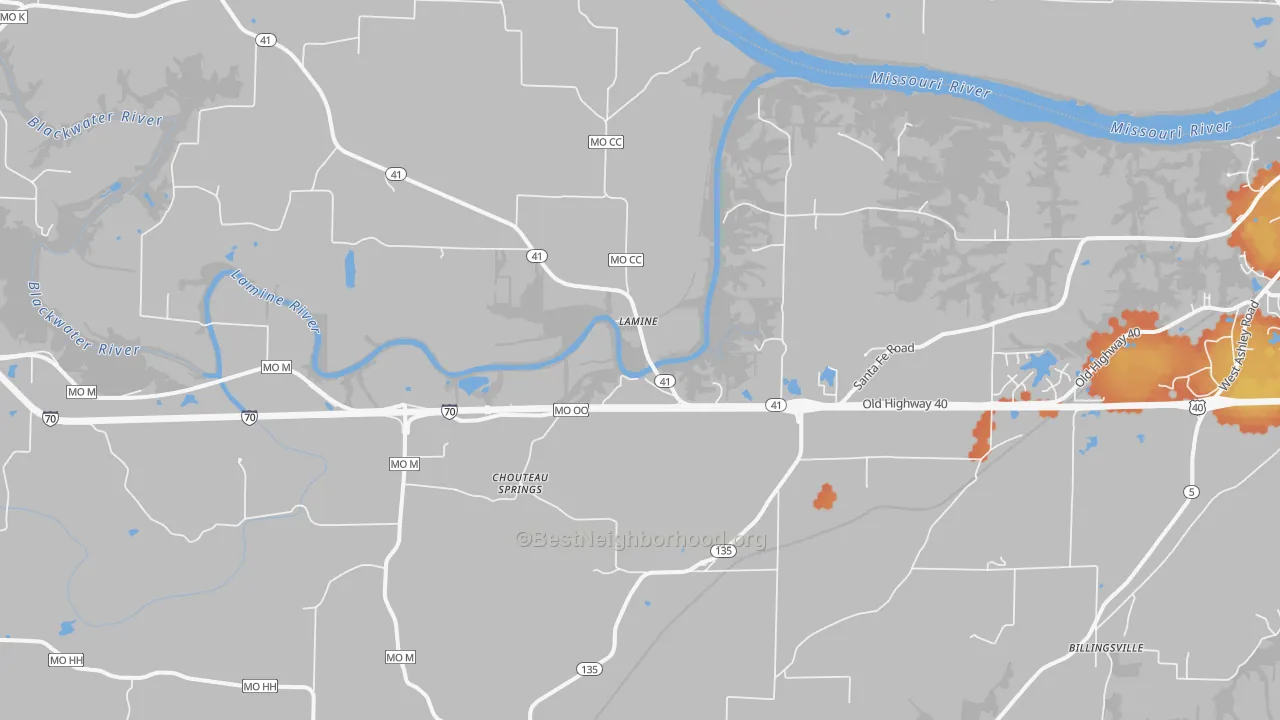 Bike Grade map of Lamine, MO