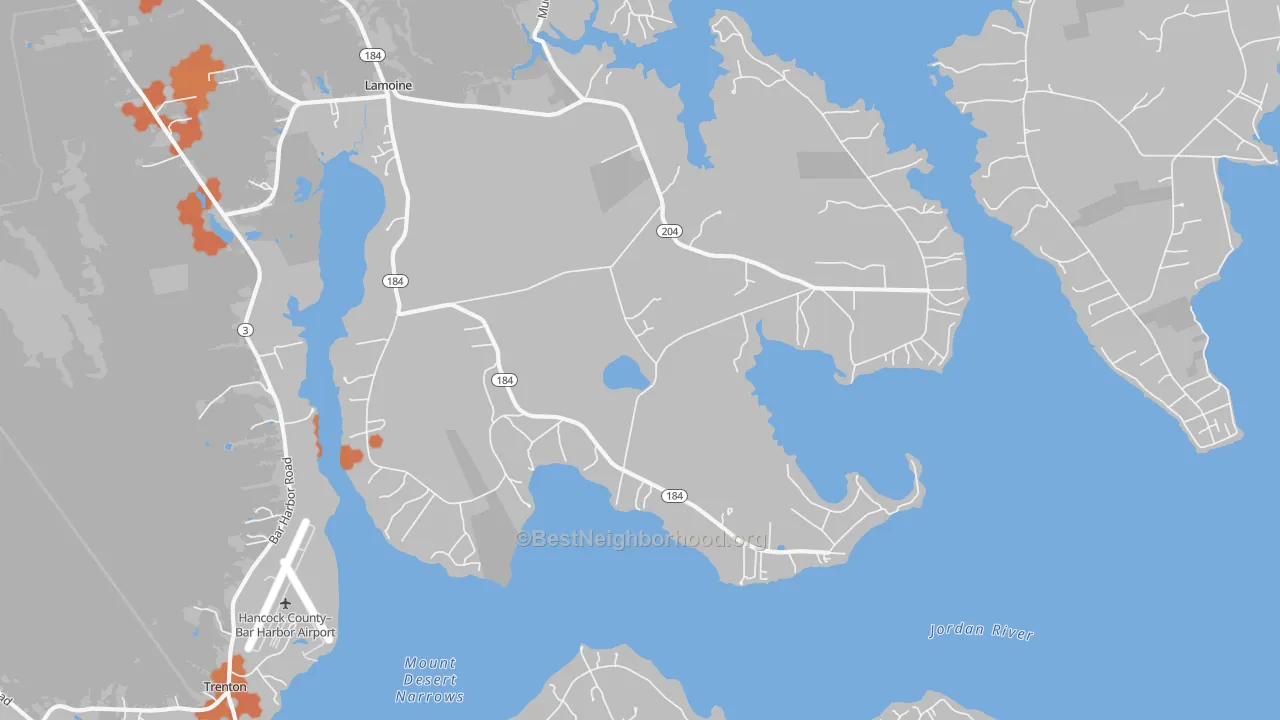Bike Grade map of Lamoine, ME