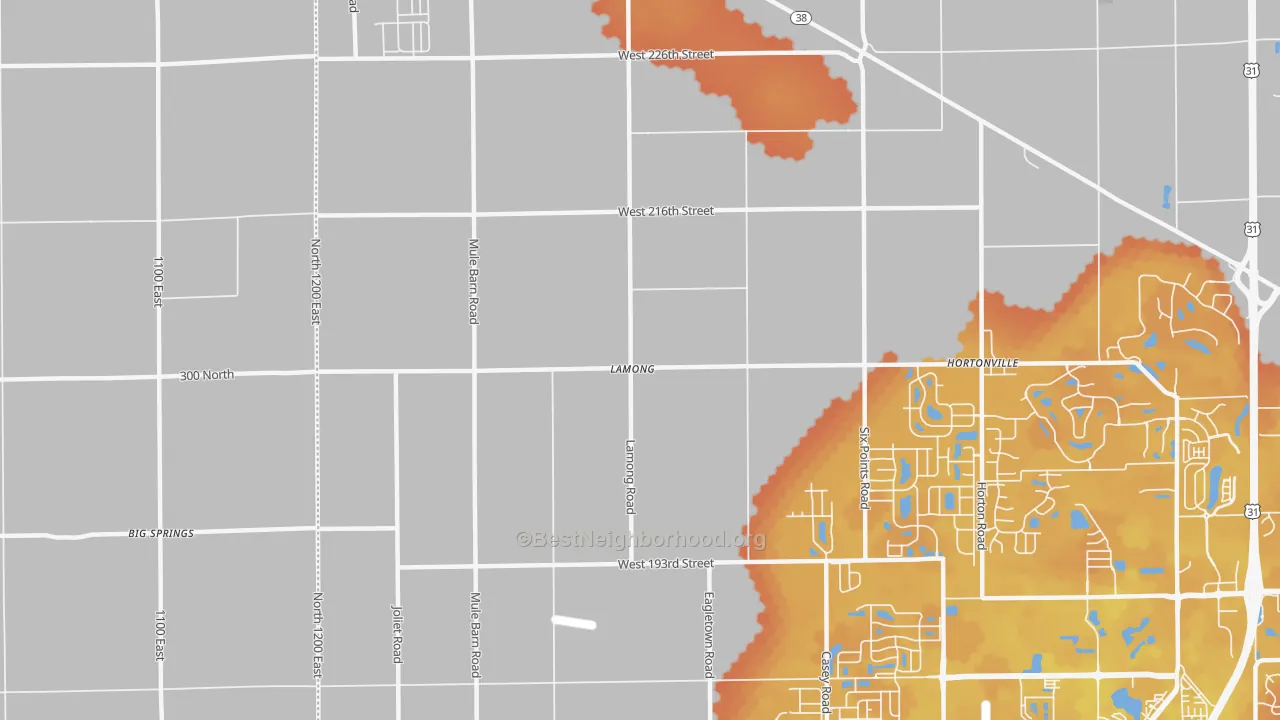 Bike Grade map of Lamong, IN