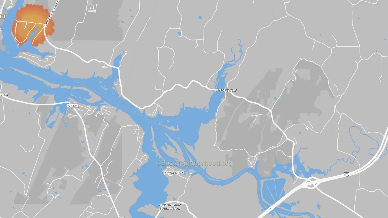 Bike Grade map of Lamontville, TN
