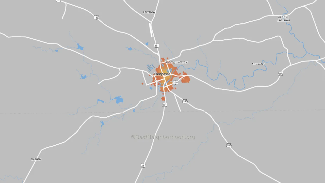 Bike Grade map of Lampasas, TX