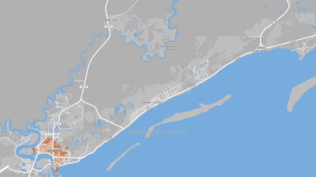 Bike Grade map of Lanark Village, FL