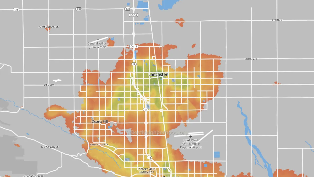 Bike Grade map of Lancaster, CA