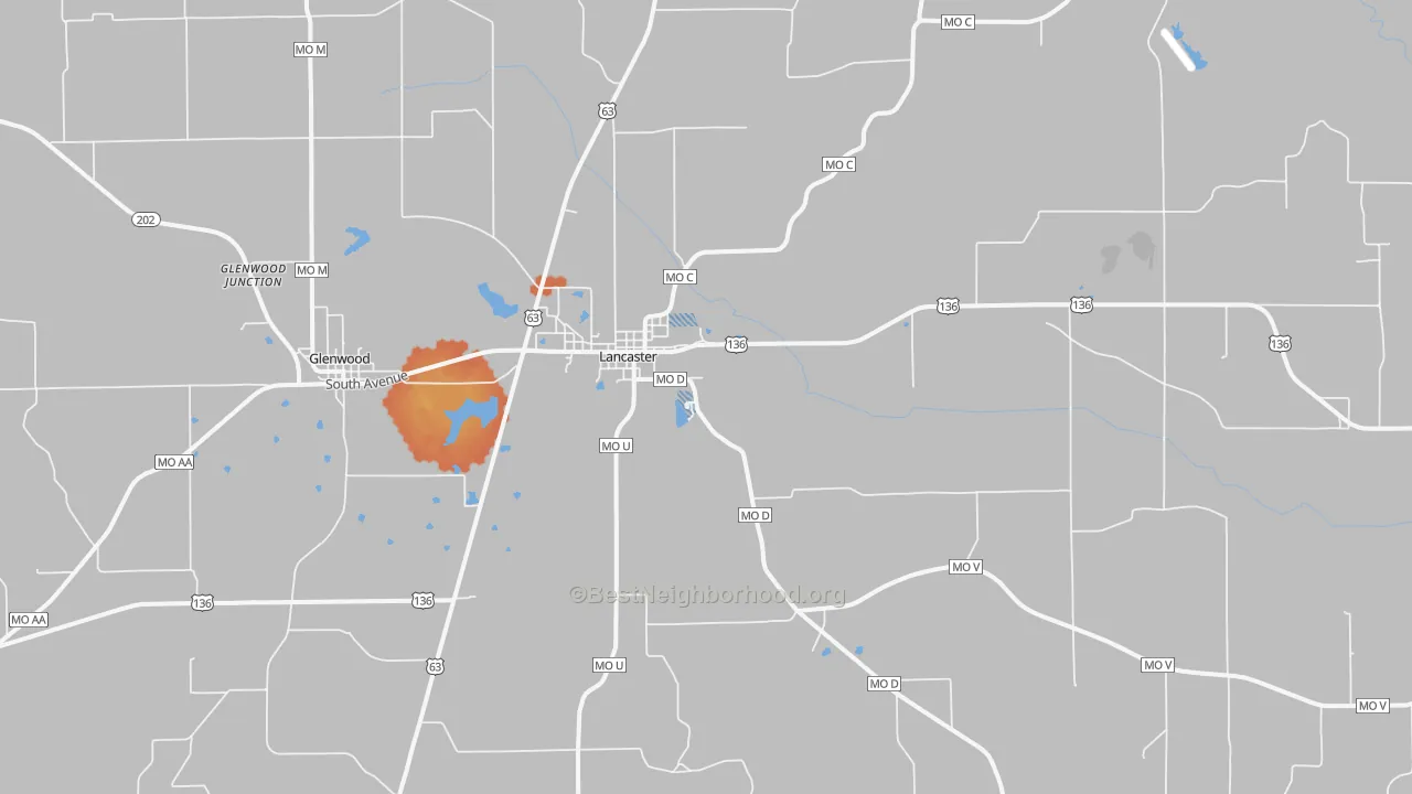 Bike Grade map of Lancaster, MO